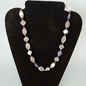 Elegant Crystal and Purple Beaded Necklace